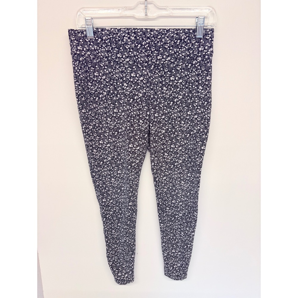 Cottagecore Ditsy Coquette Leggings Floral Stretch Lands End Women S Black White